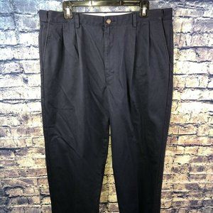 L.L. BEAN NATURAL FIT NAVY PLEATED PANTS 38X29
